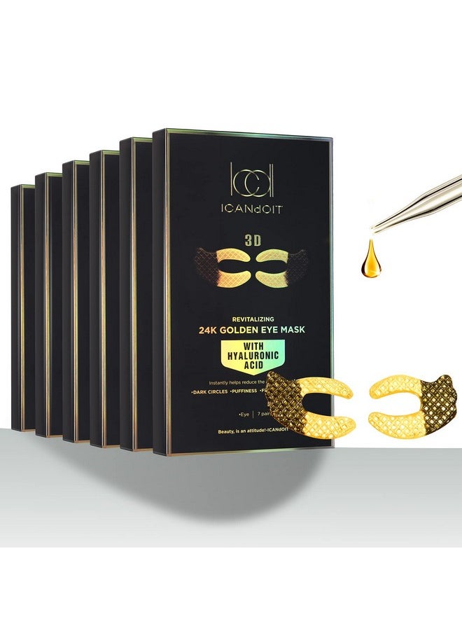 ICANdOIT 24K Gold Eye Mask For Dark Circles&Puffiness,Anti-Aging,Anti-Wrinkle With Hyaluronic Acid and Collagen,Eye Zone Care Eye Patches for All Skin Types,21Pairs