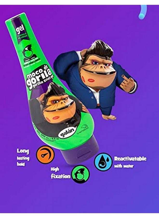 Moco de Gorila Galan Hair Gel | Extra Brillante Hair Styling Gel for Extreme Long-lasting Hold, Gorilla Snot Gel is the Ultimate Hair Gel to bring Shine to any Hairstyle; 11.9 oz Squizz Bottle