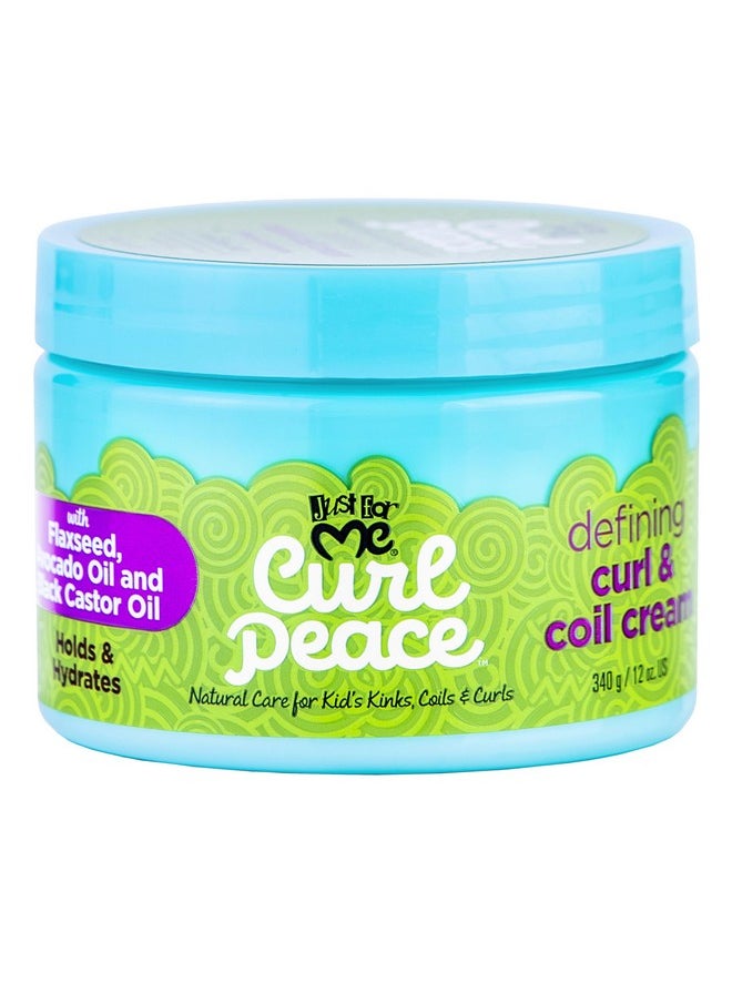 Just For Me Curl Peace Defining Curl & Coil Cream - Holds & Hydrates, Contains Flaxseed, Avocado Oil & Black Castor Oil, No Animal Testing, 12 oz