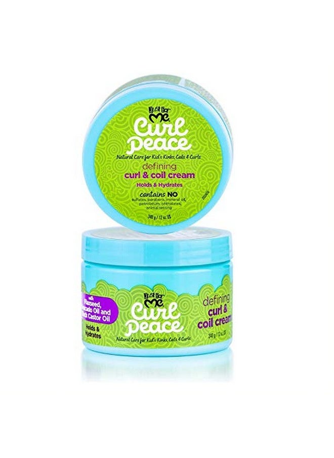 Just For Me Curl Peace Defining Curl & Coil Cream - Holds & Hydrates, Contains Flaxseed, Avocado Oil & Black Castor Oil, No Animal Testing, 12 oz