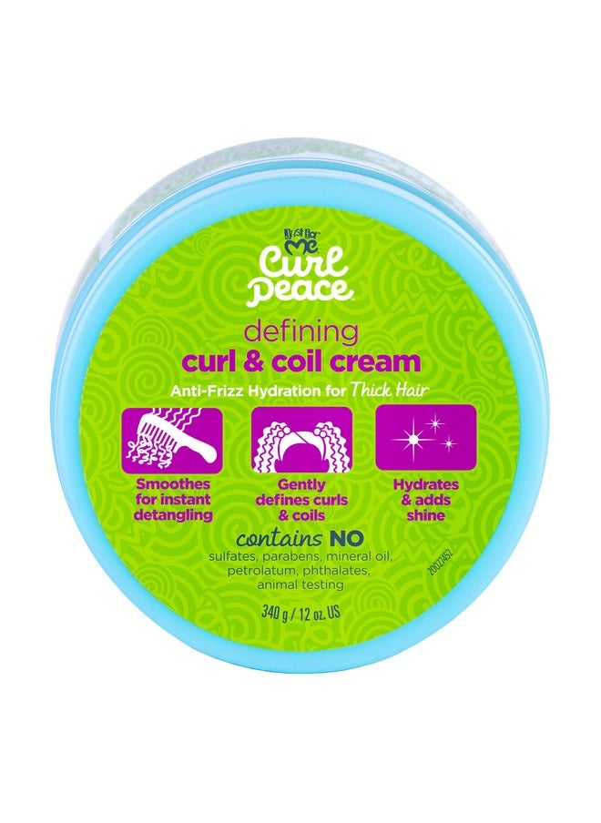 Just For Me Curl Peace Defining Curl & Coil Cream - Holds & Hydrates, Contains Flaxseed, Avocado Oil & Black Castor Oil, No Animal Testing, 12 oz