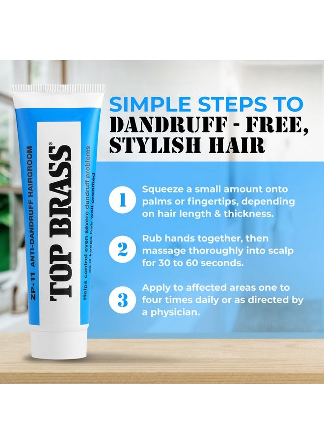 Top Brass Anti Dandruff Hair Cream for Men & Women - Hair Cream for Styling Infused with Beeswax & Candelilla - Relieves Scalp Dryness, Dandruff, Flaking & Itching - Non-Greasy, Nicely Scented 3 Pack