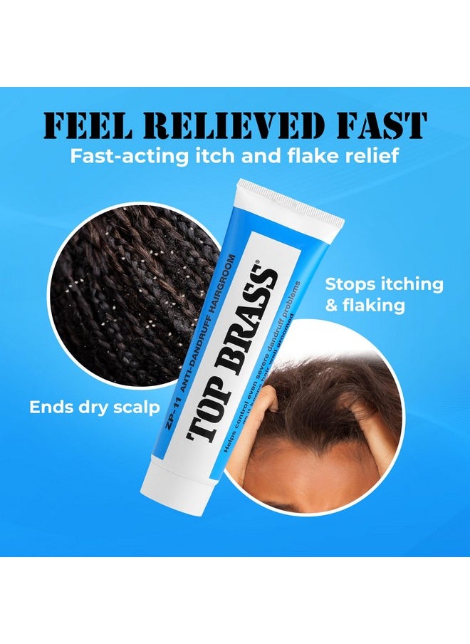 Top Brass Anti Dandruff Hair Cream for Men & Women - Hair Cream for Styling Infused with Beeswax & Candelilla - Relieves Scalp Dryness, Dandruff, Flaking & Itching - Non-Greasy, Nicely Scented 3 Pack