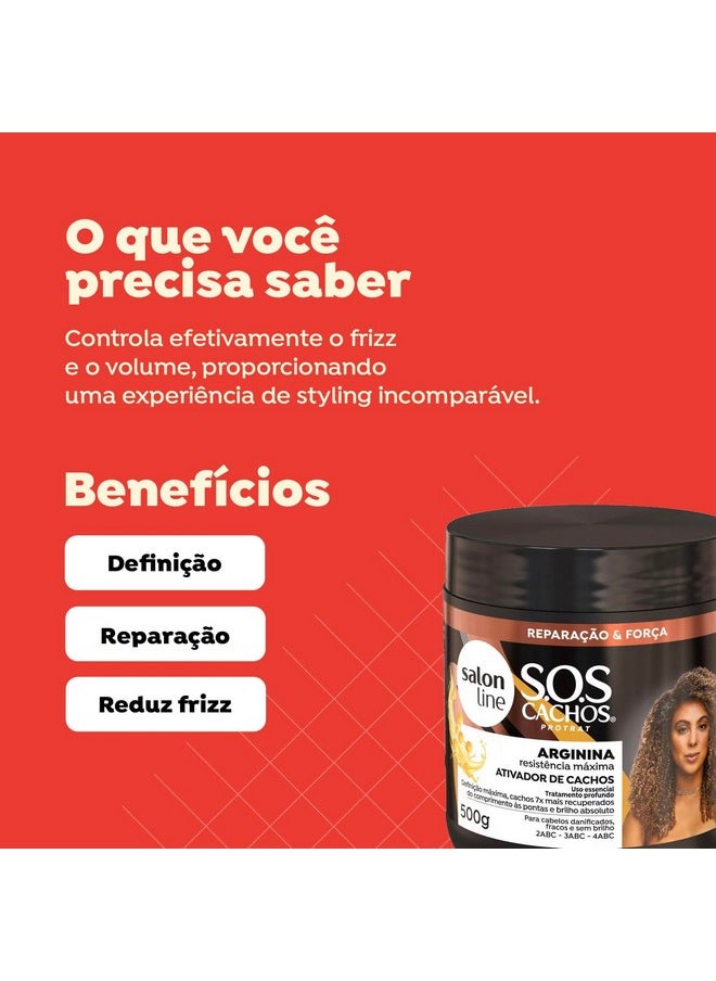 Salon Line - Linha SOS Cachos (Arginina) - Ativador de Cachos Reconstrucao 500 Gr - (SOS Curls (Arginine) - Reconstruction Curl Activator Net 17.63 Oz)
