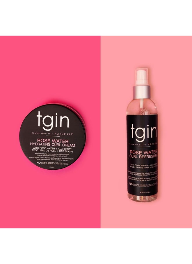 tgin Rose Water Curl Refresher for Curly, Coily, and Wavy Hair, with Acai Berries, Moisturizes and Soothes Dry Hair and Scalp, Braids, Protective Styles, and Locs, 8 fl oz