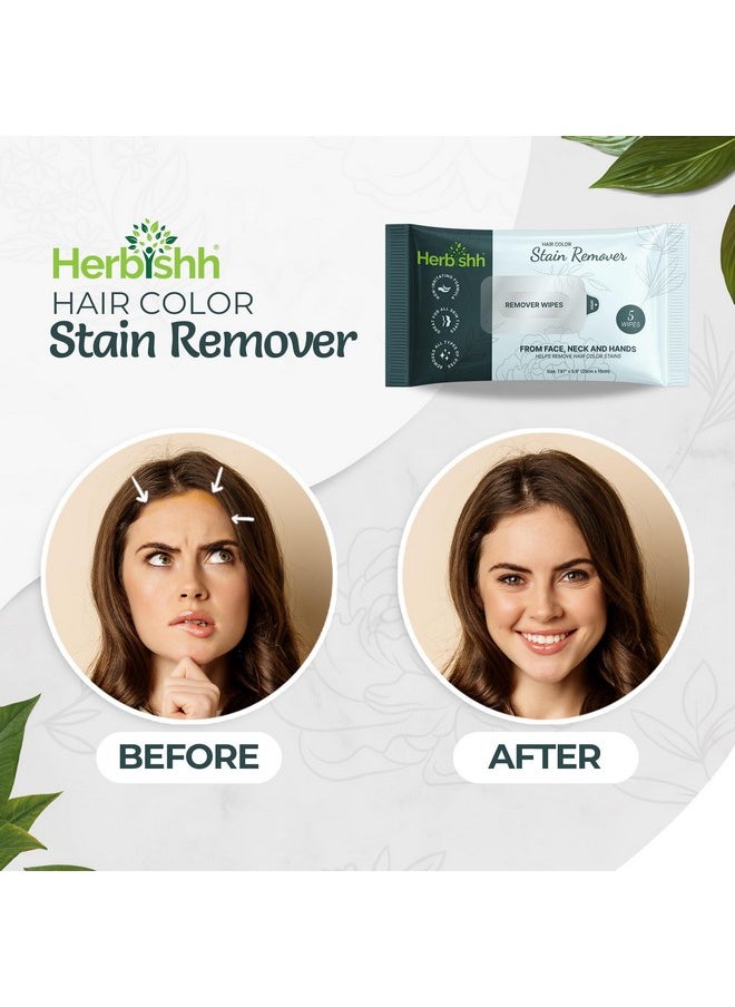 Herbishh Hair Color Stain Remover Wipes - Gentle Formula for Dye Cleanup - Easy Clean Travel Pack With 5 Skin-Friendly Wipes (Pack of 1)