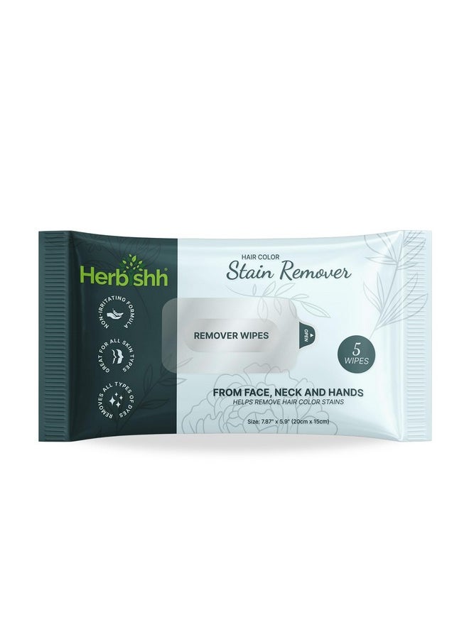 Herbishh Hair Color Stain Remover Wipes - Gentle Formula for Dye Cleanup - Easy Clean Travel Pack With 5 Skin-Friendly Wipes (Pack of 1)
