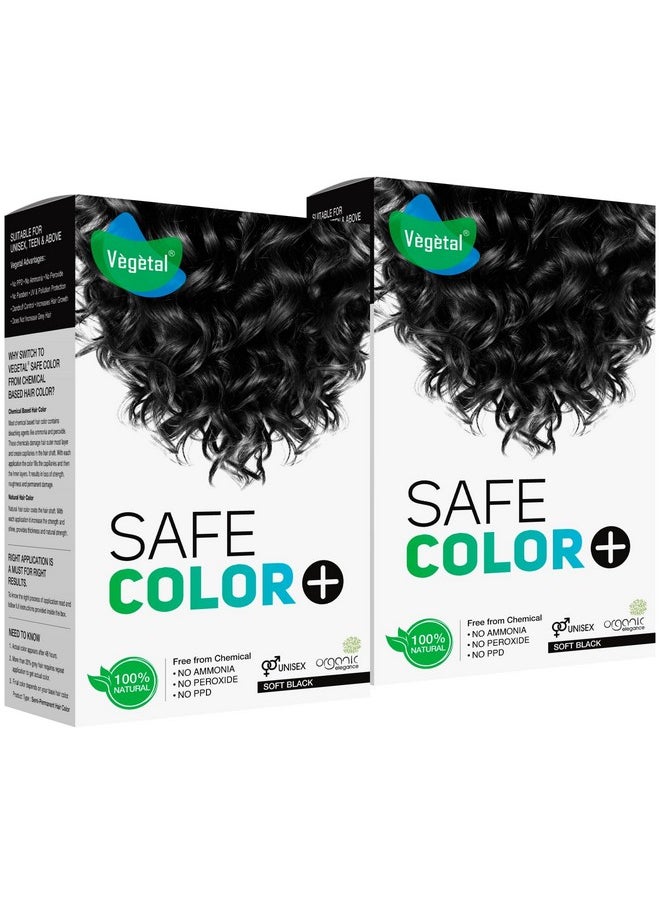 Vegetal Safe Color, Hair Color for Unisex, 100g - Soft Black (Pack of 2)