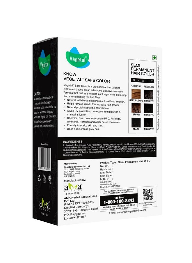 Vegetal Safe Color, Hair Color for Unisex, 100g - Soft Black (Pack of 2)