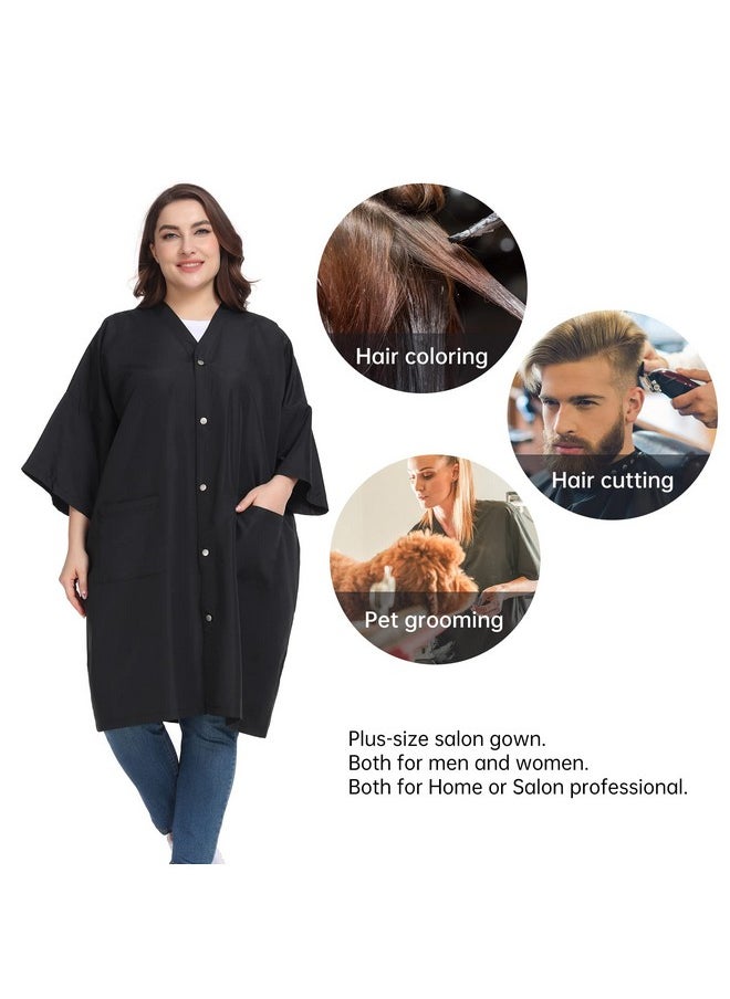 PERFEHAIR Salon Client Gown Capes - Plus Size Hair Coloring Wrap Kimono Style for Women & Men, Hair Stylist, Dog Grooming Smock with 2 Pockets, 5 Snap Closures, Lightweight & Soft