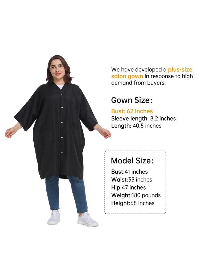 PERFEHAIR Salon Client Gown Capes - Plus Size Hair Coloring Wrap Kimono Style for Women & Men, Hair Stylist, Dog Grooming Smock with 2 Pockets, 5 Snap Closures, Lightweight & Soft
