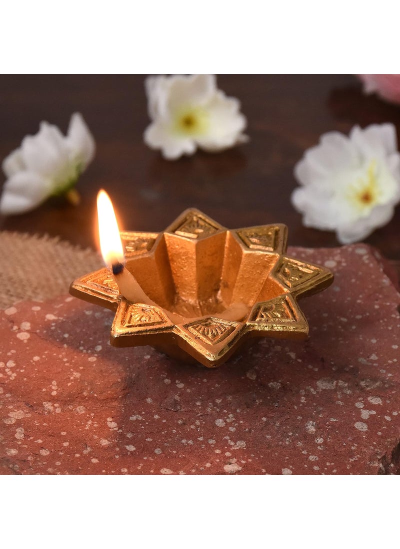 IndianShelf Handmade Premium Quality Star Flower South Indian Diya for Pooja Ceremony Unique Brass Oil Lamp Decorative Deepak 72 Cm