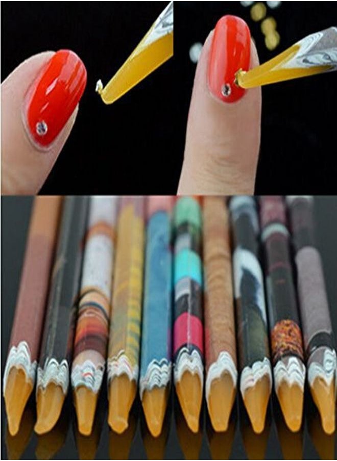 Nail Art Gem Rhinestone Pick Up Wax Pen Self Adhesive Resin Rhinestones Picker Pencil Tool 10Pcs