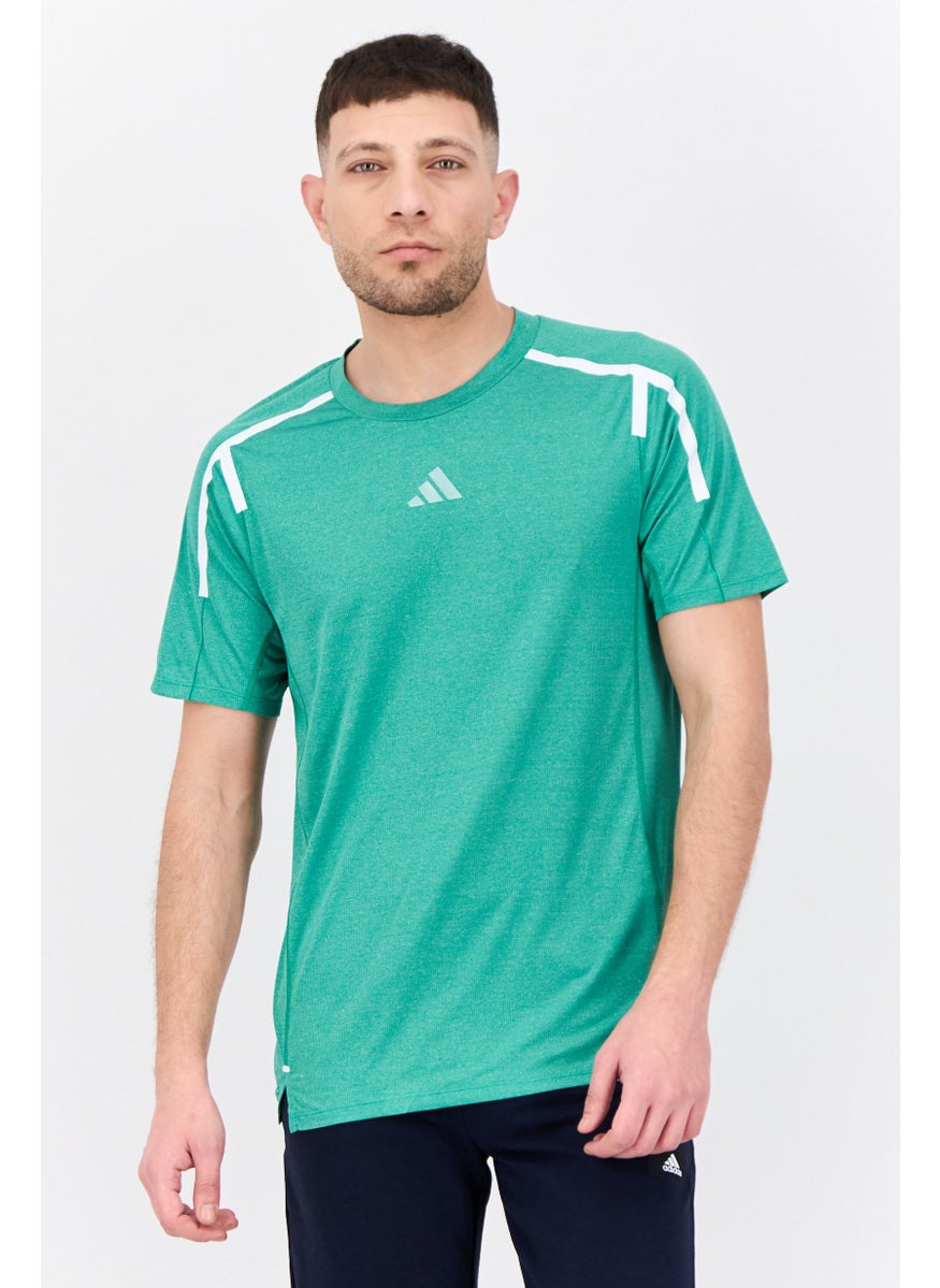 Men Sportswear Fit Short Sleeve Training T-Shirt, Green/White