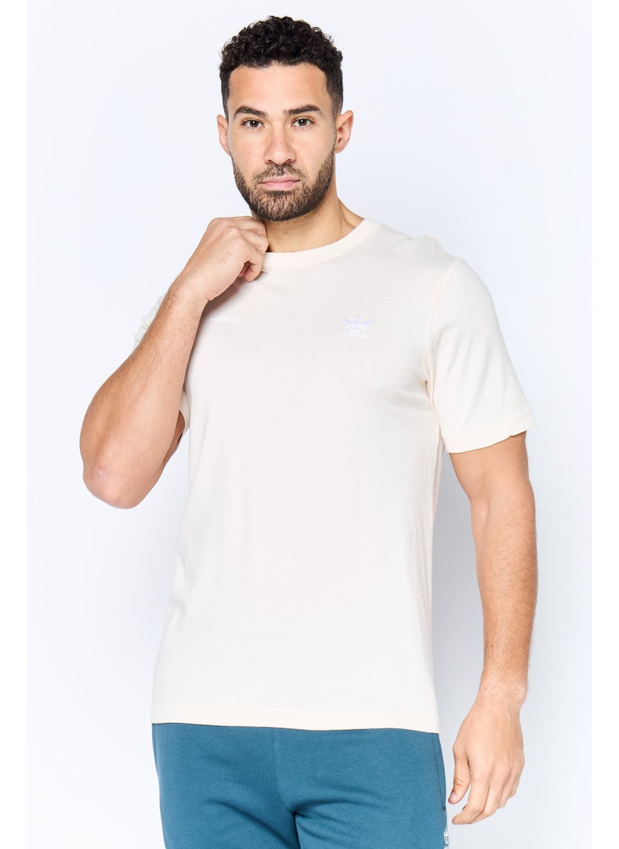 Men Sportswear Fit Short Sleeves Outdoor T-Shirt, Beige