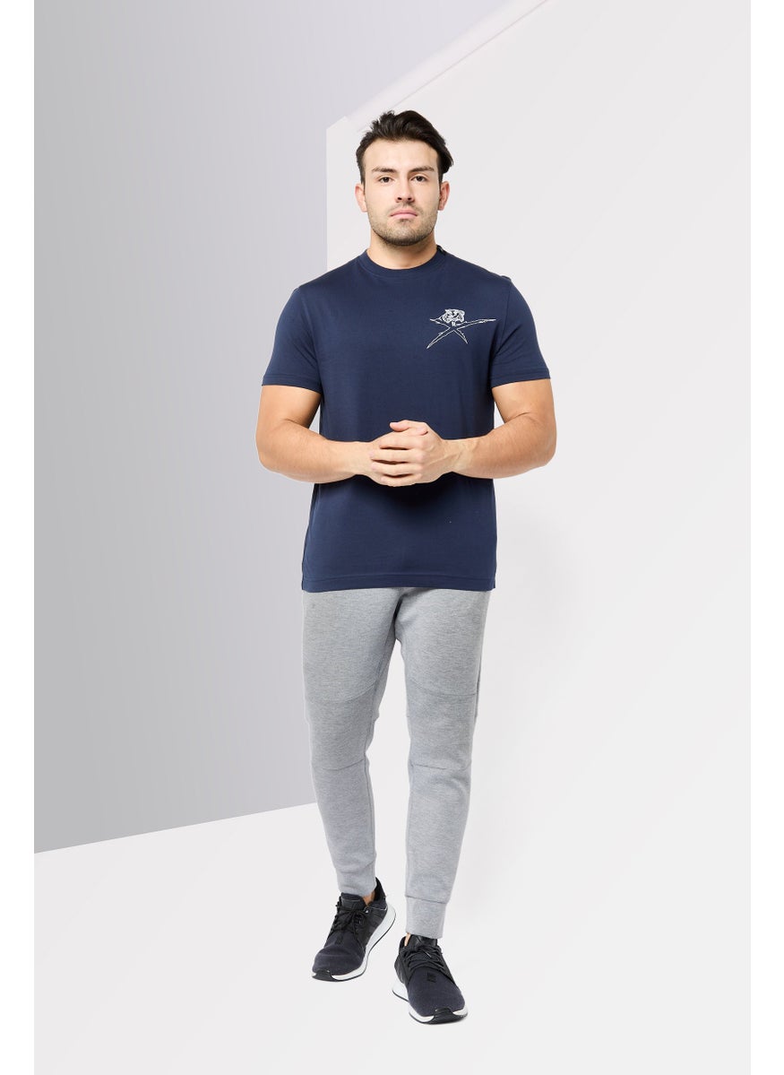 Men Sportswear Fit Short Sleeves Outdoor T-Shirt, Navy