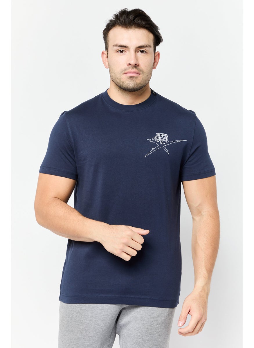 Men Sportswear Fit Short Sleeves Outdoor T-Shirt, Navy