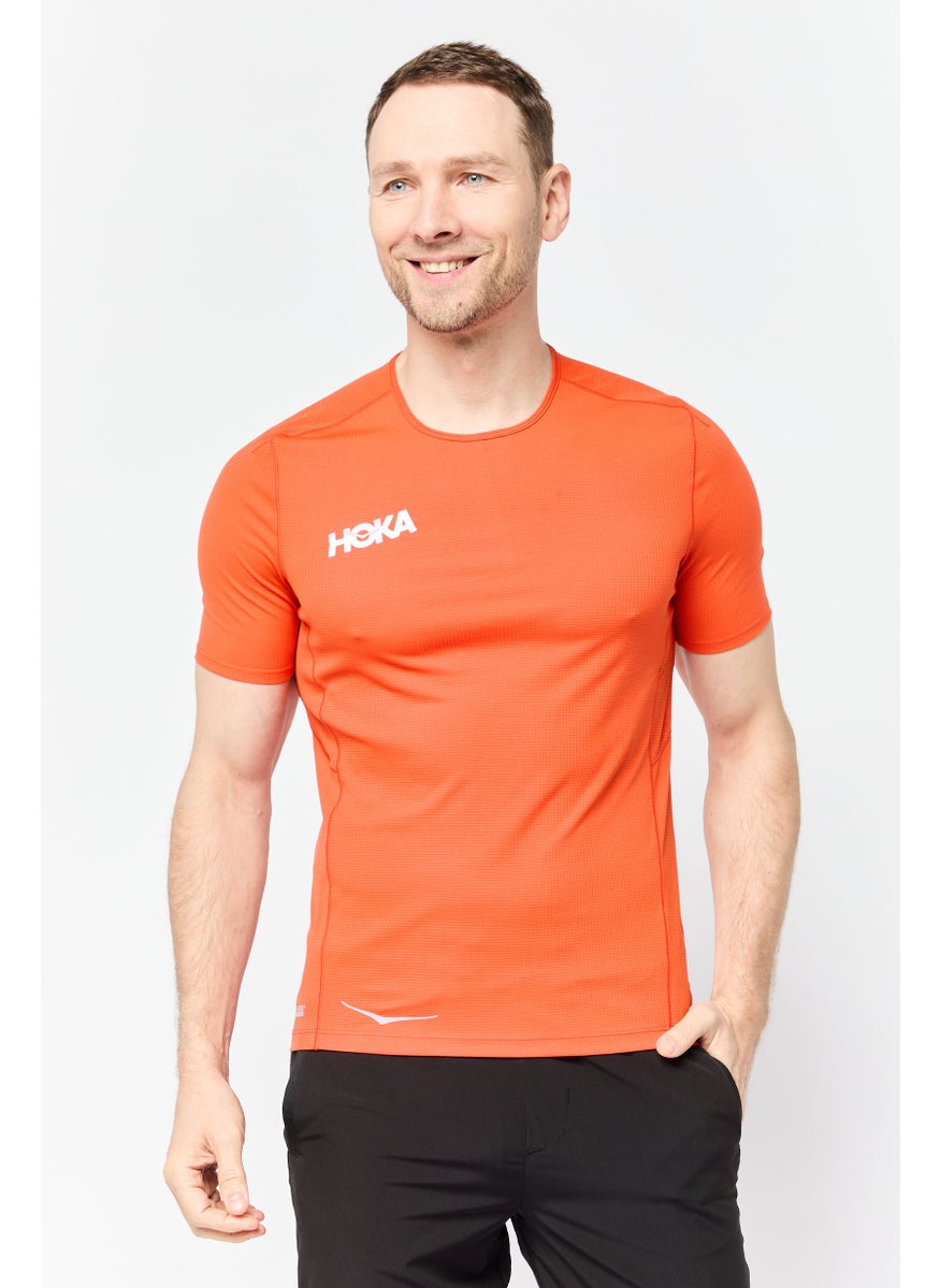 Men Performance Fit Short Sleeve Training T-Shirt, Dark Orange