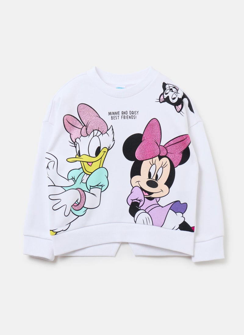 Sweatshirt with Minnie Mouse and Daisy Duck print with diamantÃ©s