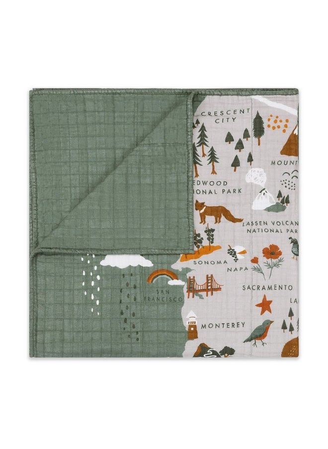 babyletto 100% Organic Cotton Quilt, GOTS-Certified, 3-Layers of Ultra-Soft and Breathable Muslin - Calfornia
