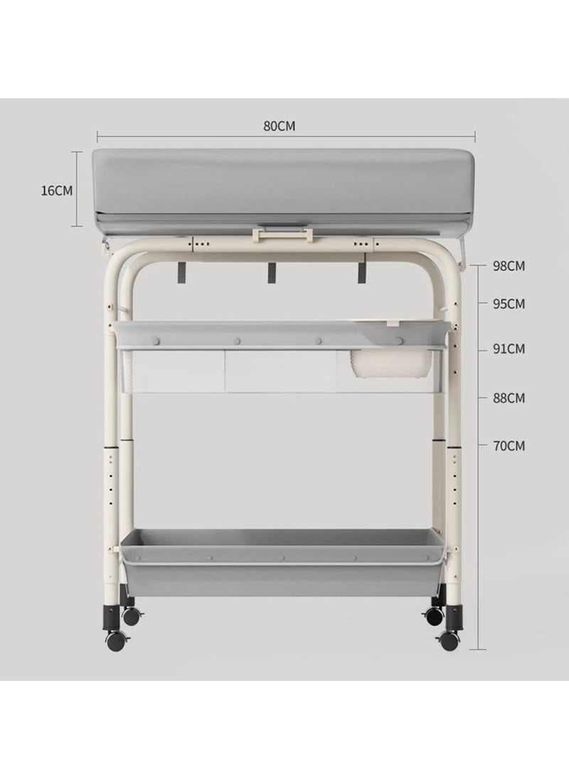 2 in 1 Baby Bathtub with Changing Table, Waterproof Diaper Changing Station Portable Changing Table Adjustable Height Nursery Organizer with Storage Racks for Newborn Infant Toddler