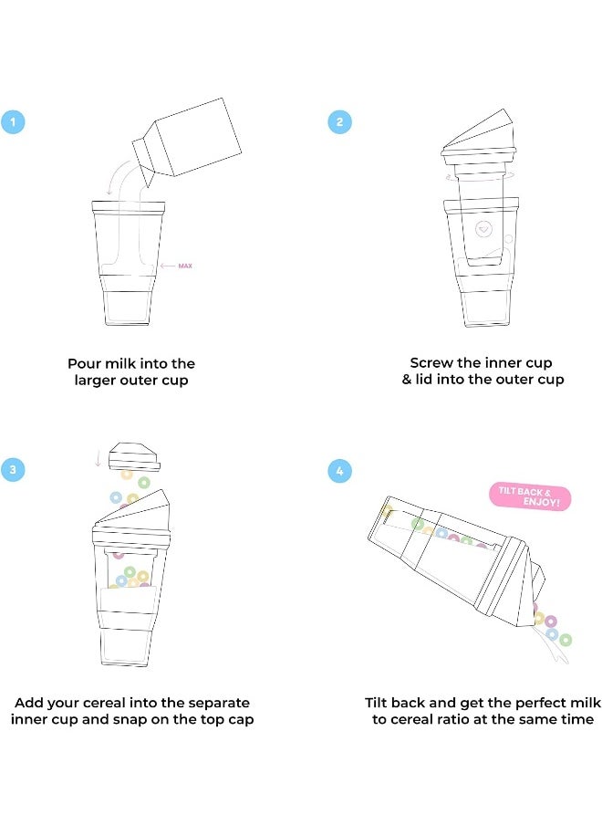 CRUNCHCUP (XL, Blue) - The XL - A Portable Cereal Cup - No Spoon. No Bowl. It's Cereal On The Go.