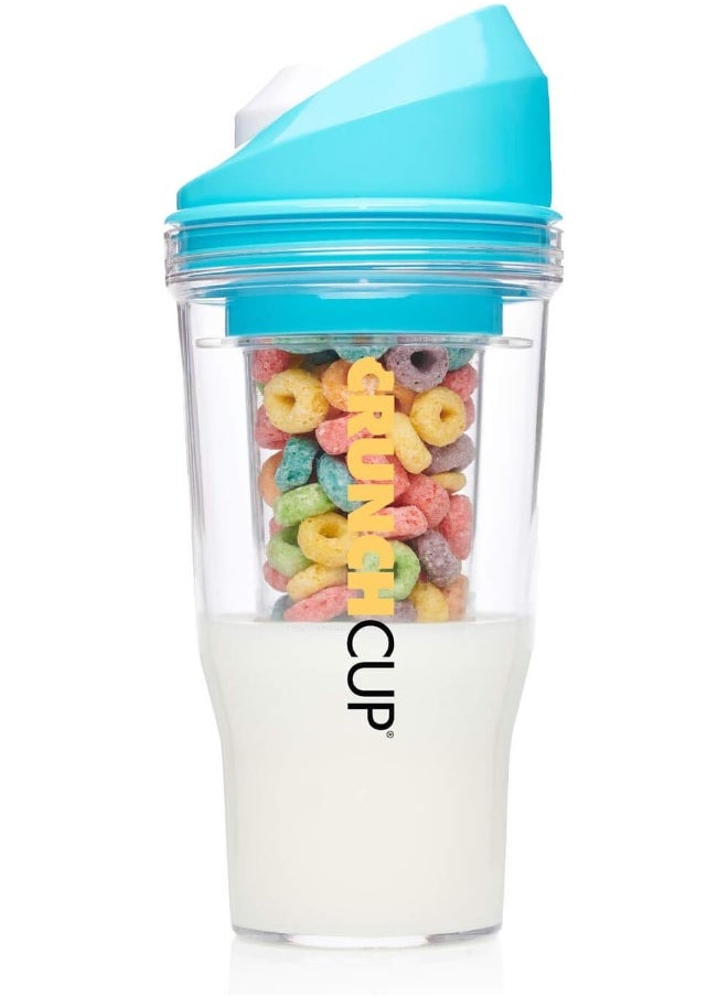 CRUNCHCUP (XL, Blue) - The XL - A Portable Cereal Cup - No Spoon. No Bowl. It's Cereal On The Go.