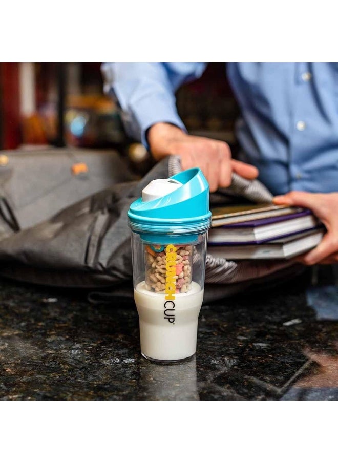 CRUNCHCUP (XL, Blue) - The XL - A Portable Cereal Cup - No Spoon. No Bowl. It's Cereal On The Go.