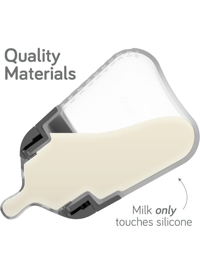 Nanobebe Flexy Silicone Baby Bottle, Anti-Colic, Natural Feel, Non-Collapsing Nipple, Non-Tip Stable Base, Easy to Clean, 3-Pack, Gray, 9oz/270 ml