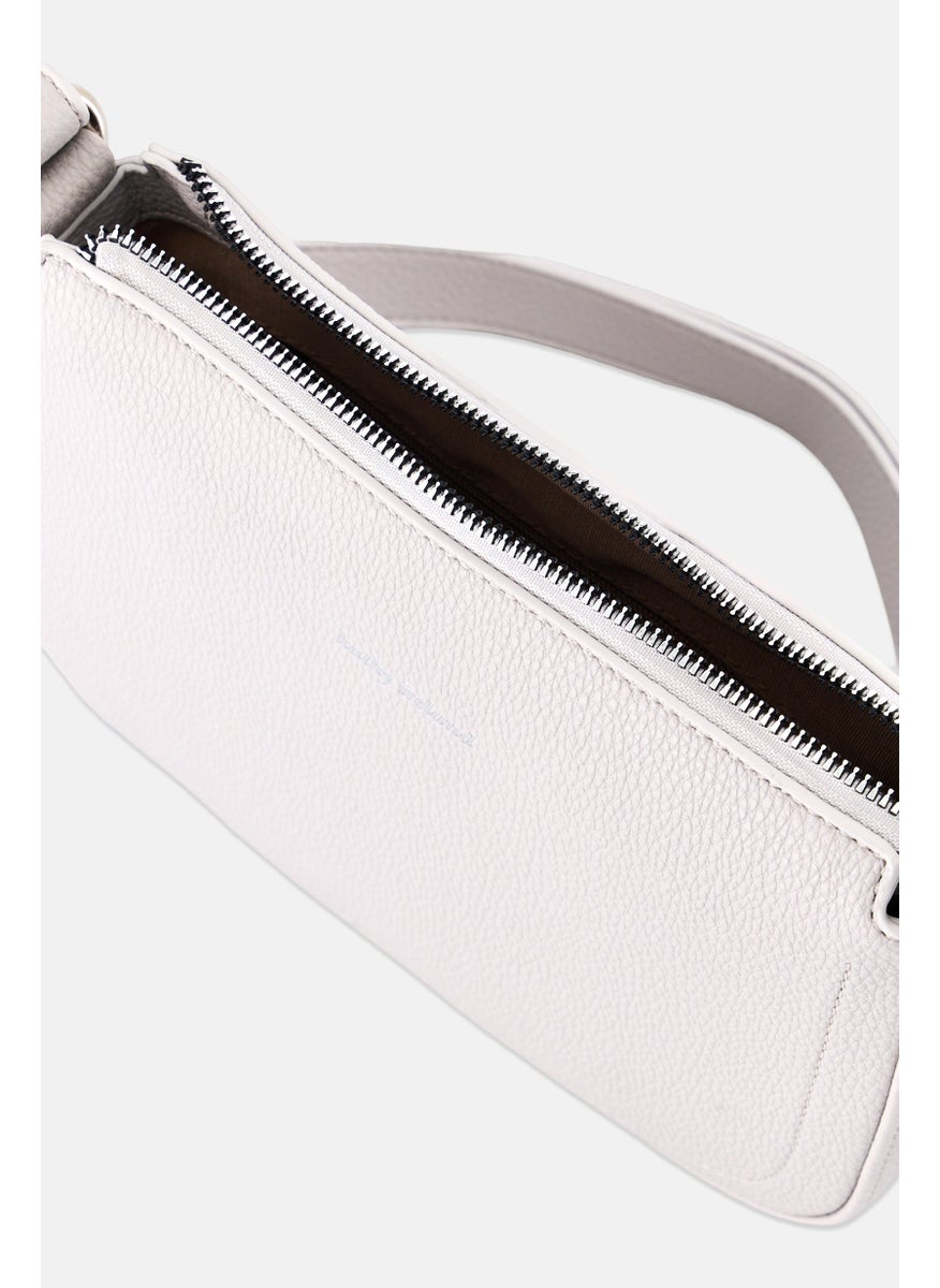Women Brand Logo Shoulder Bag, Grey
