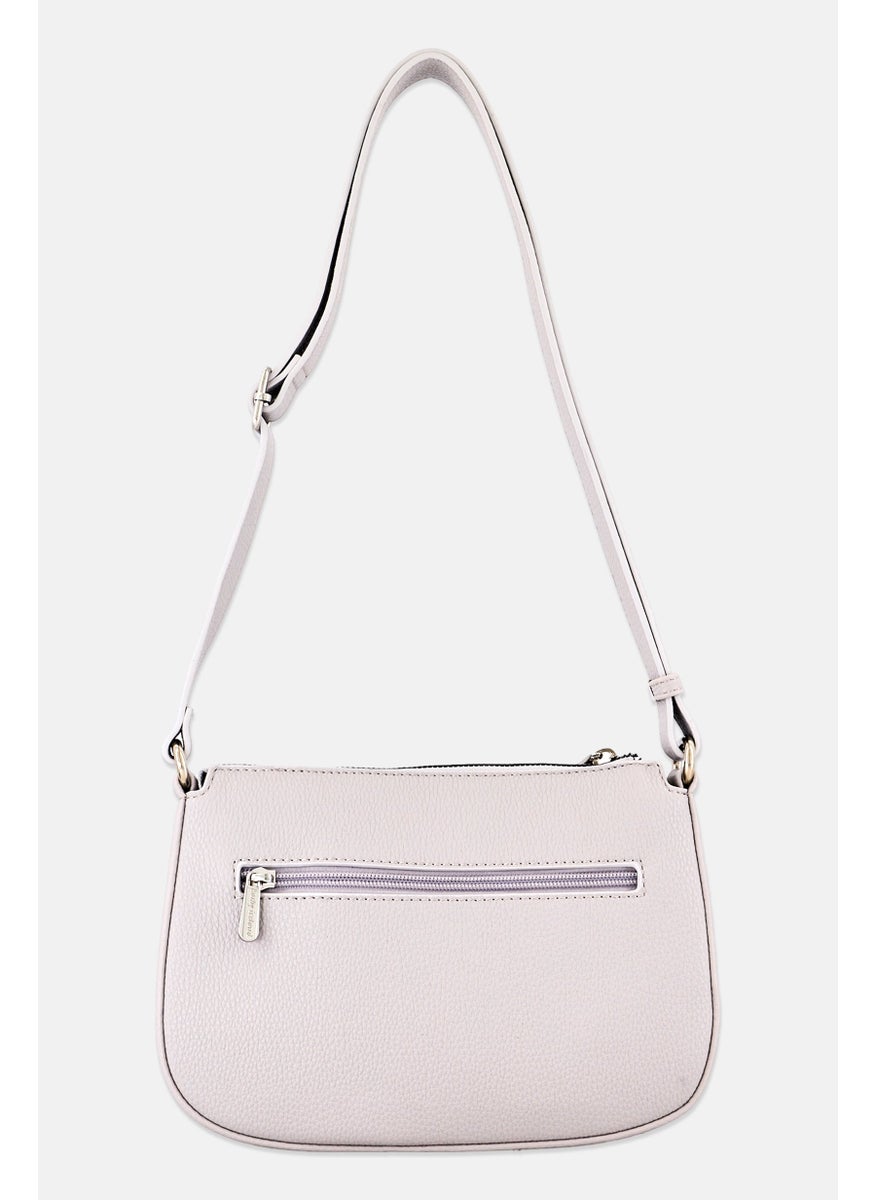 Women Brand Logo Shoulder Bag, Grey