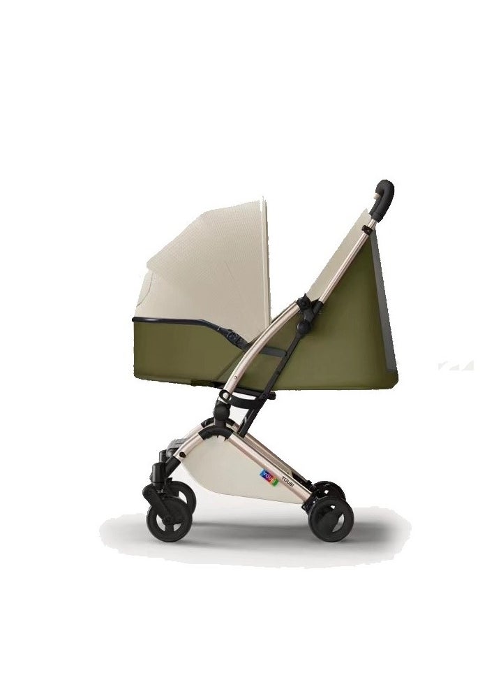 Youbi Toddler German Travel Light Stroller-Olive with New Born Attachment