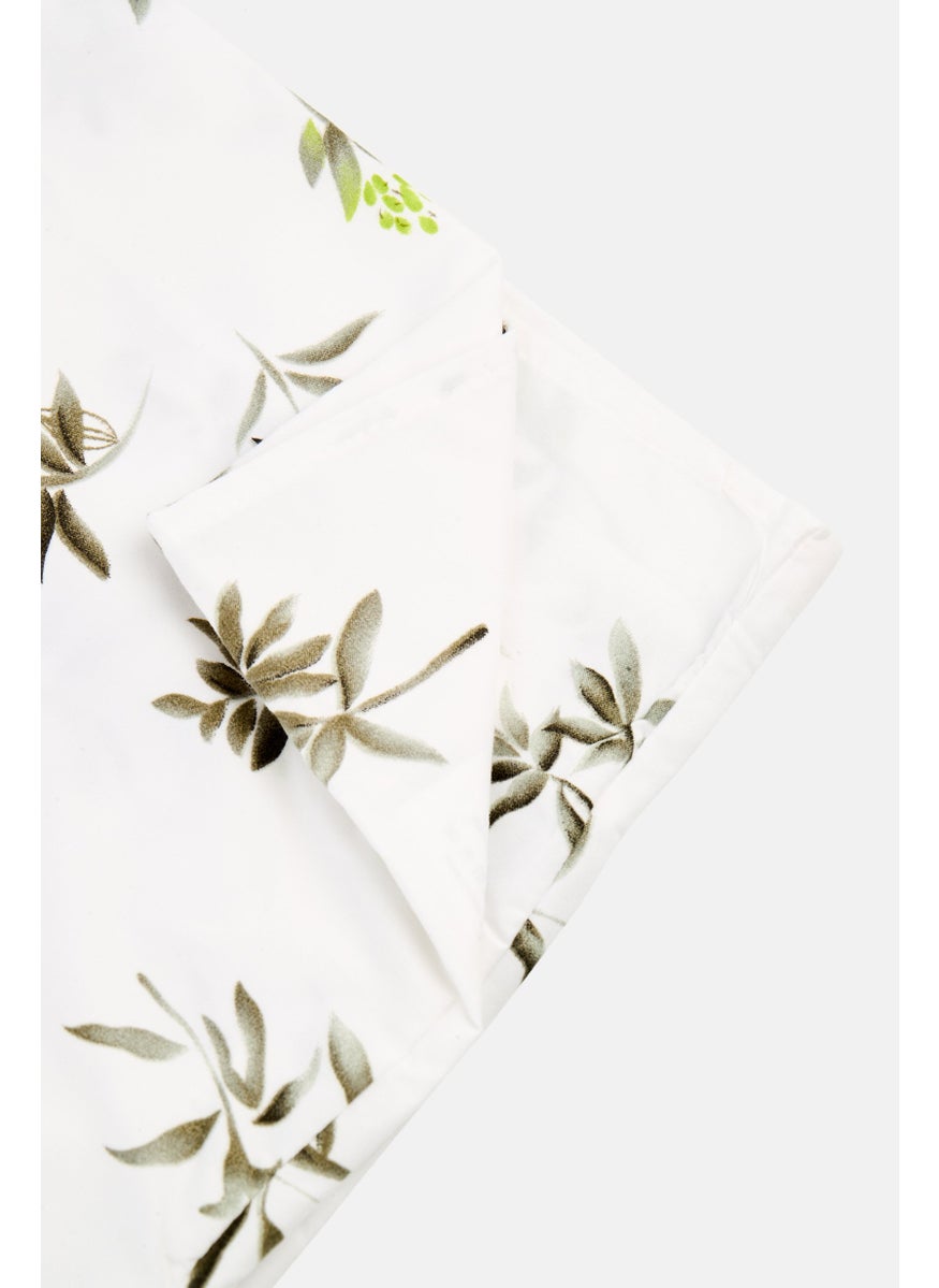 3 Pieces Floral Print Microfiber Bedsheet Set, White