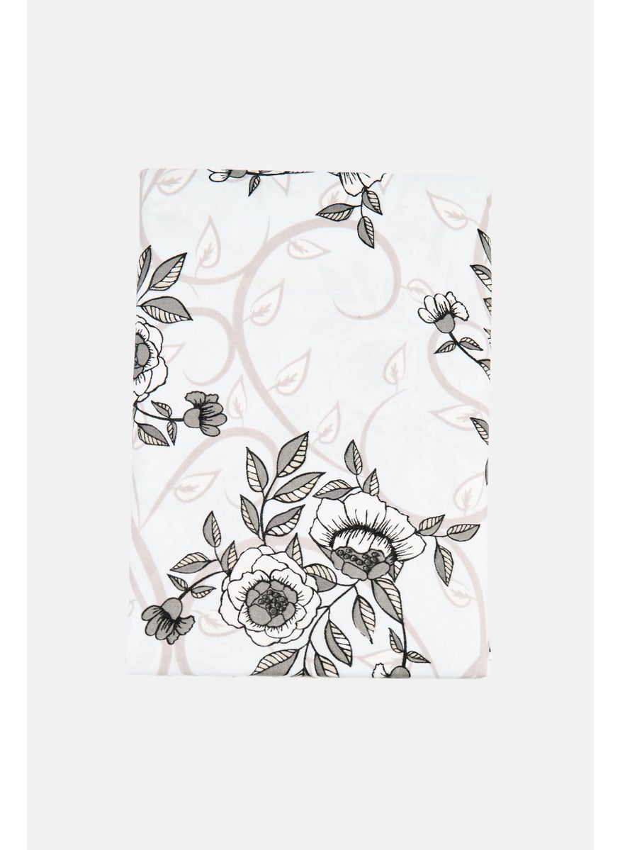 4 Pieces Floral Pattern Cotton Feel Flat Sheet With Pillow Case Set, Multicolor