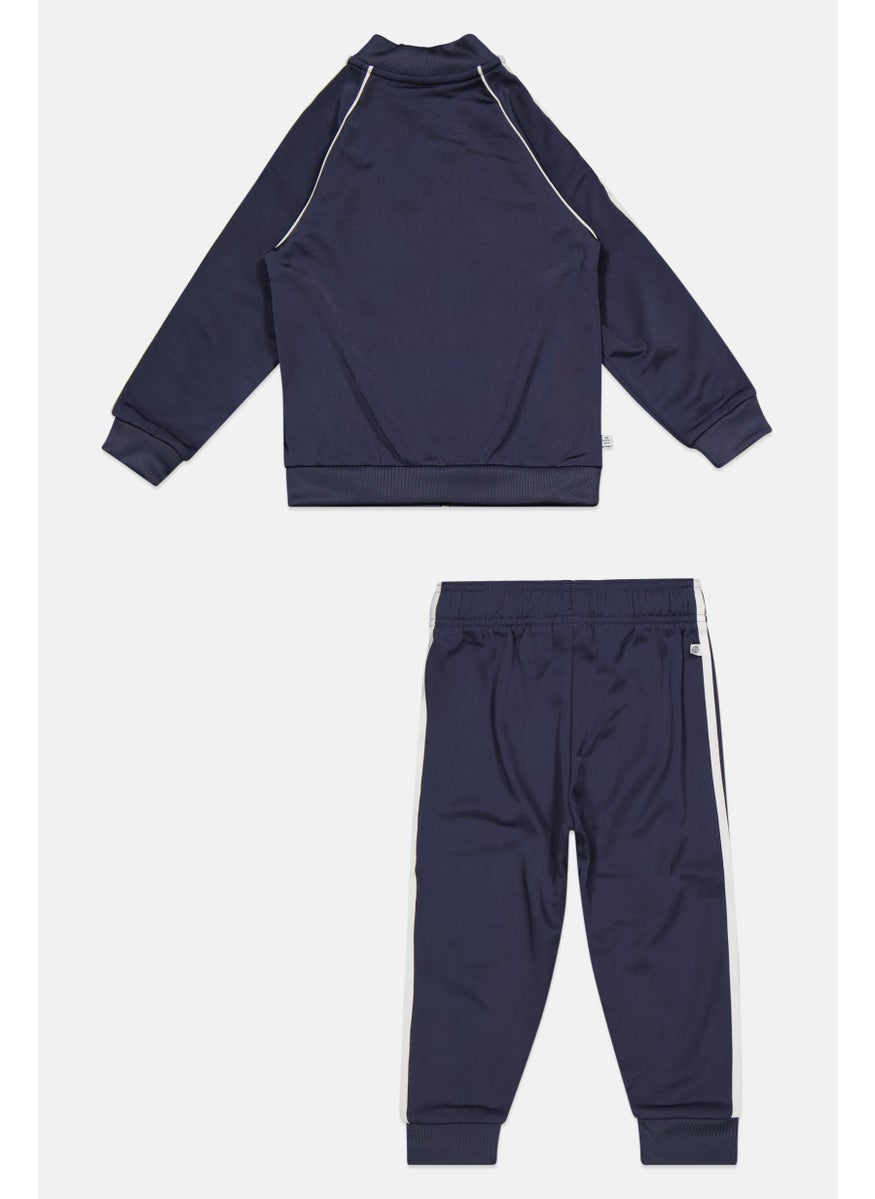 Toddlers Boy 2 Pieces Brand Logo Sweatshirt And Short Set, Dusty Navy