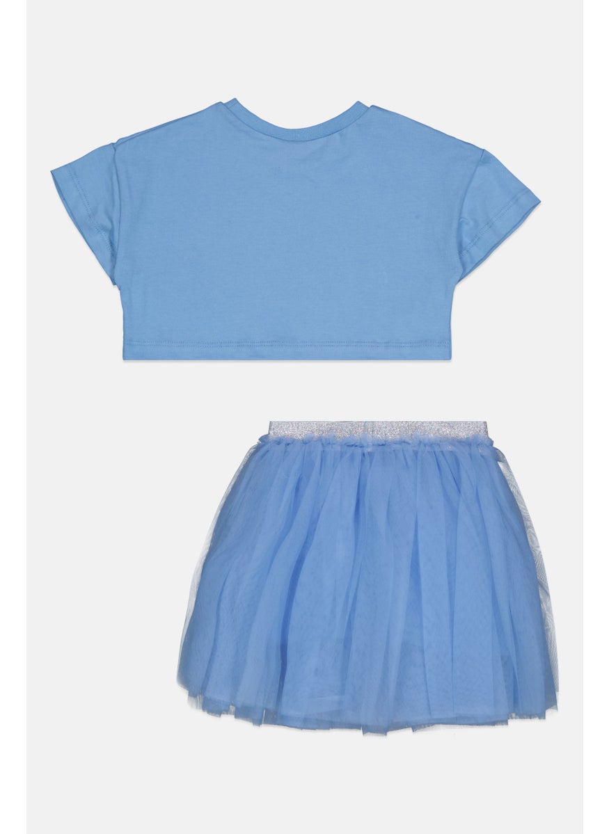 Toddlers Girl 2Pcs Sequin Top And Skirt Set, Dusty Blue