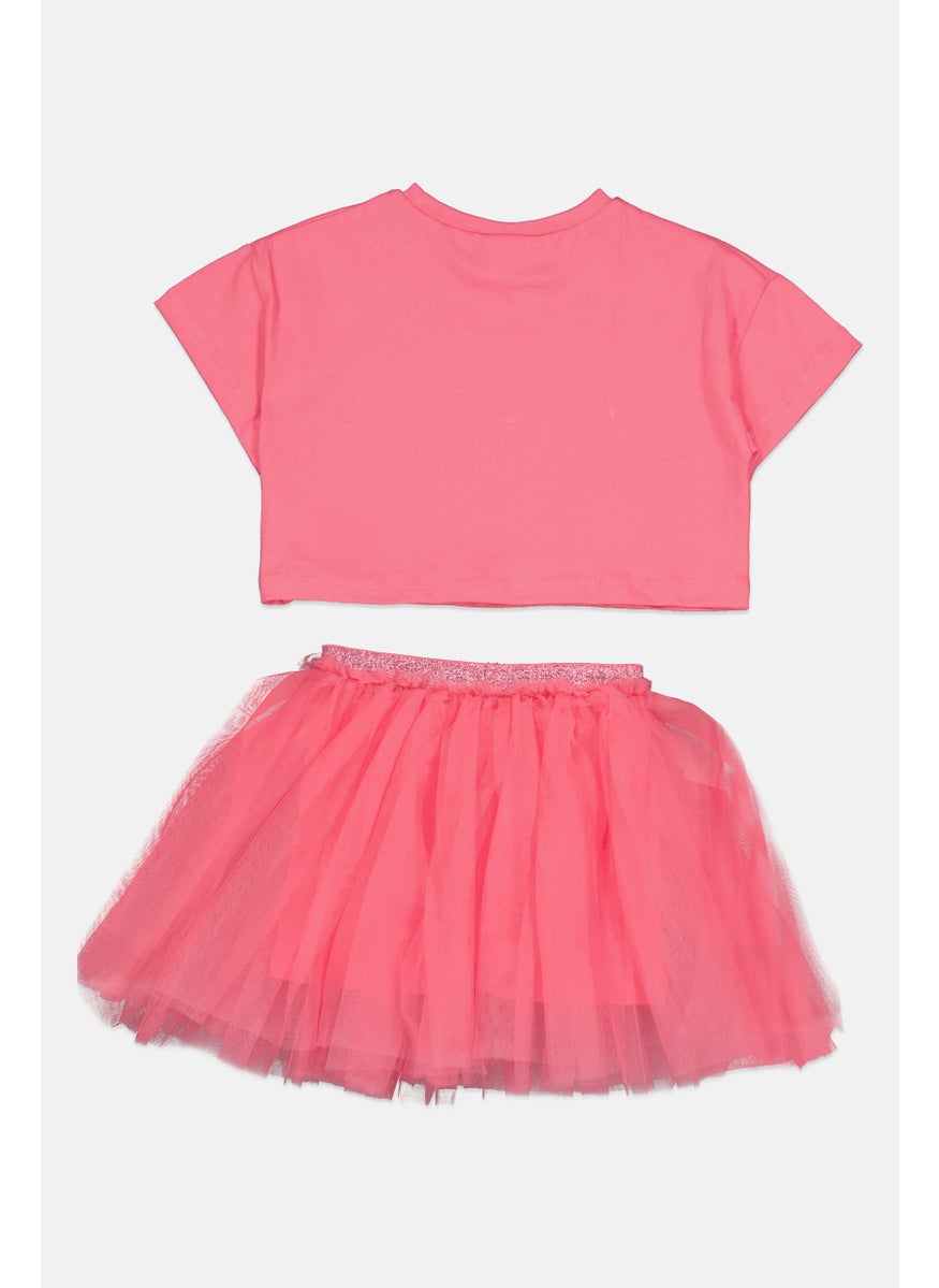 Toddlers Girl Short Sleeves Sequin Top And Skort Set, Pink