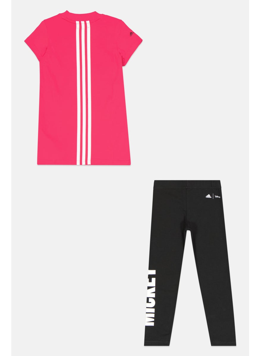 Adidas x Disney Toddlers Girl Disney Top And Bottom Set, Dark Pink/Black