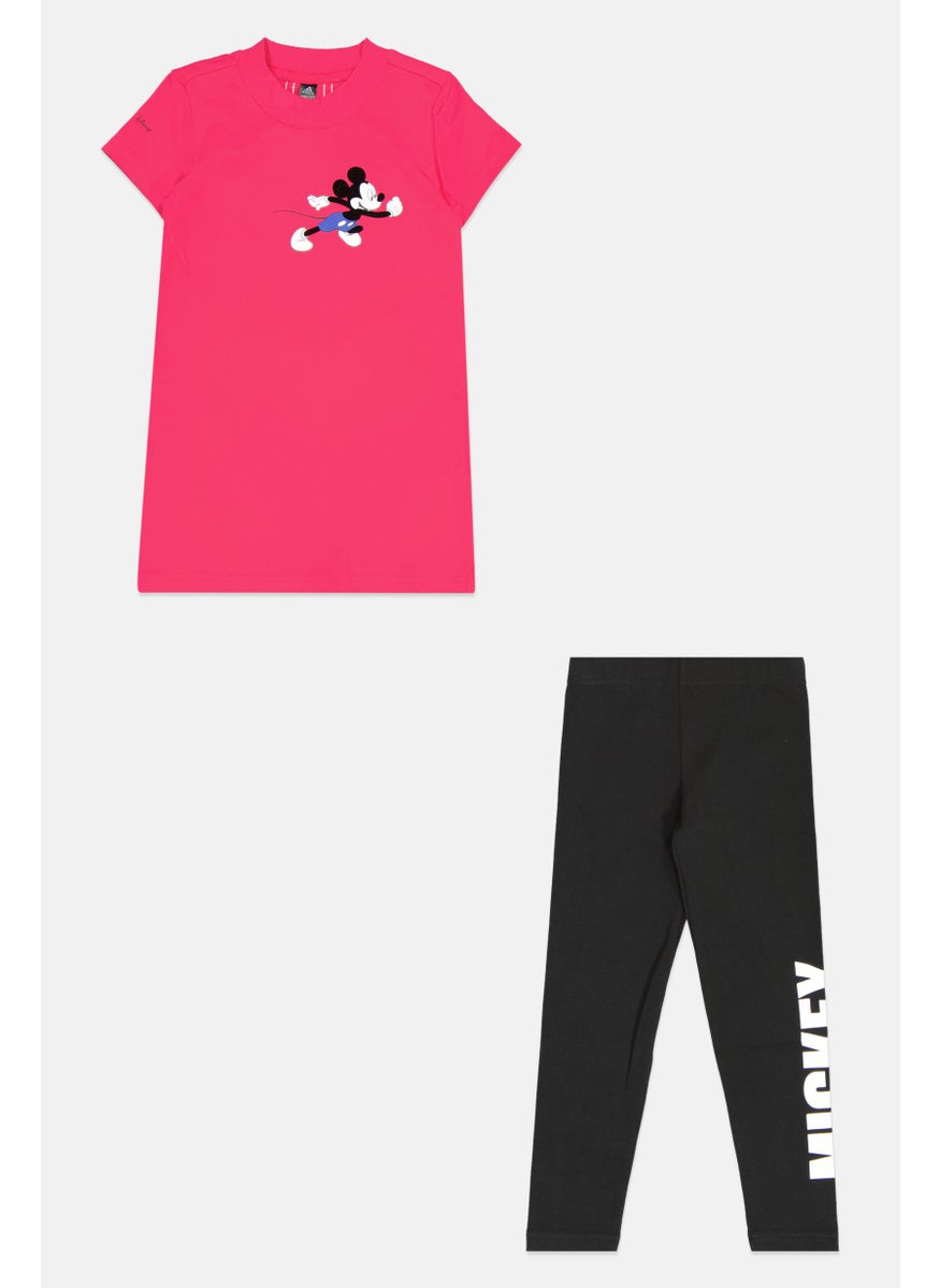 Adidas x Disney Toddlers Girl Disney Top And Bottom Set, Dark Pink/Black