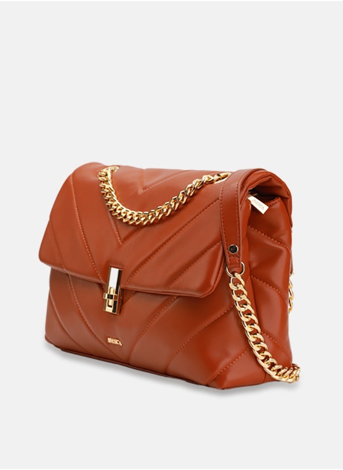 Adelina Quilted Leather Crossbody Bag for Women - Tan