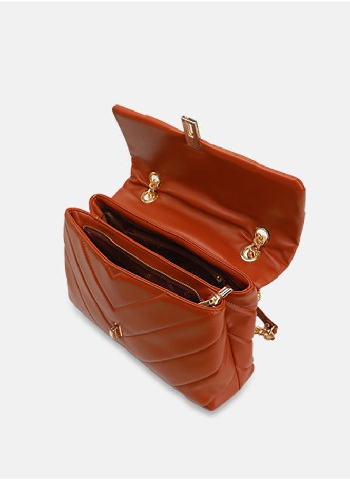 Adelina Quilted Leather Crossbody Bag for Women - Tan