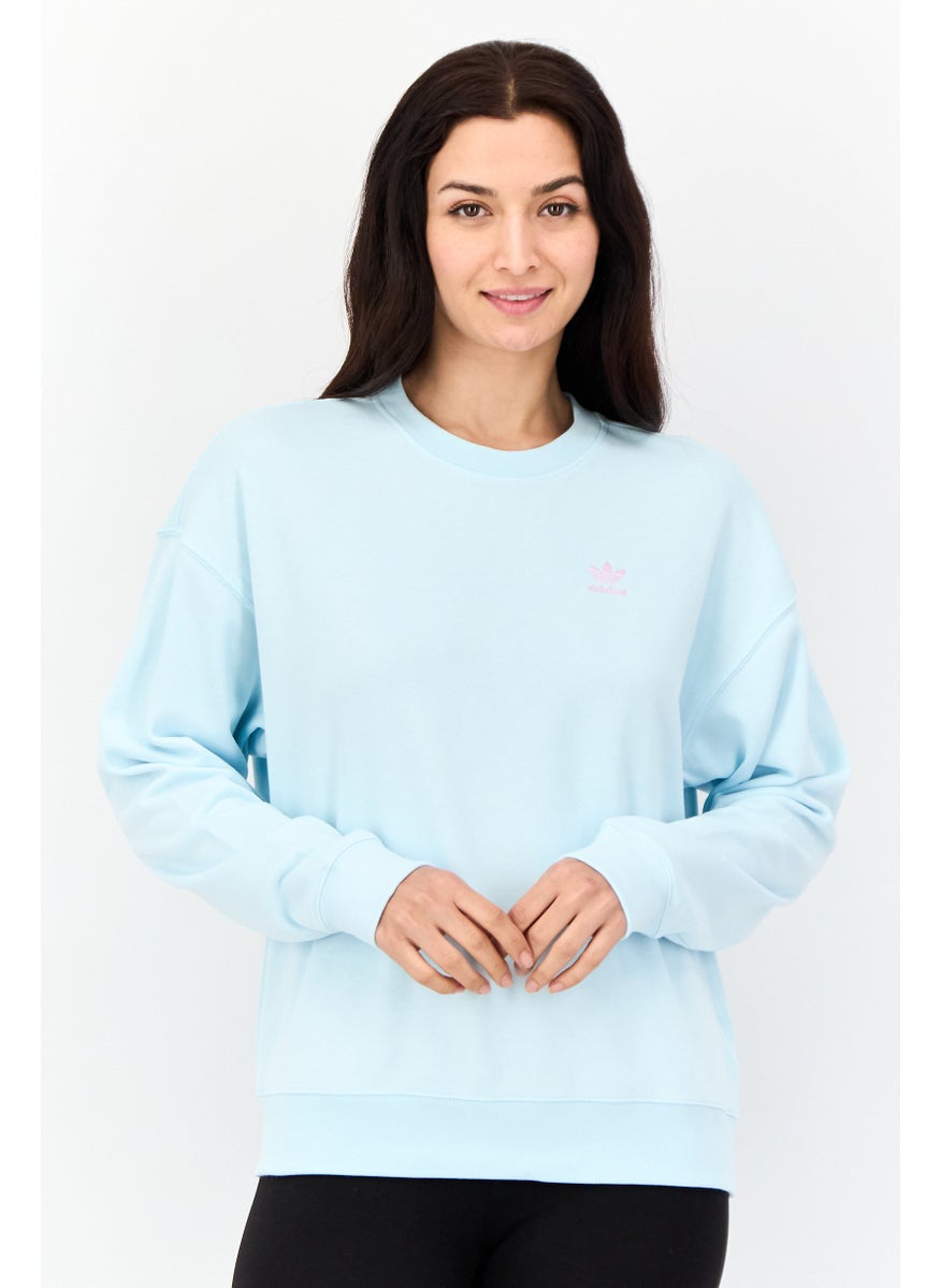 Women Sportswear Fit Long Sleeves Outdoor Sweatshirt, Sky Blue