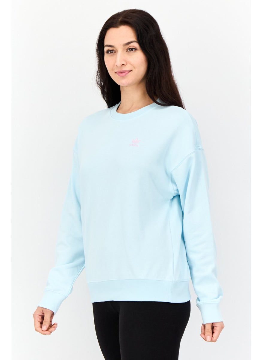 Women Sportswear Fit Long Sleeves Outdoor Sweatshirt, Sky Blue