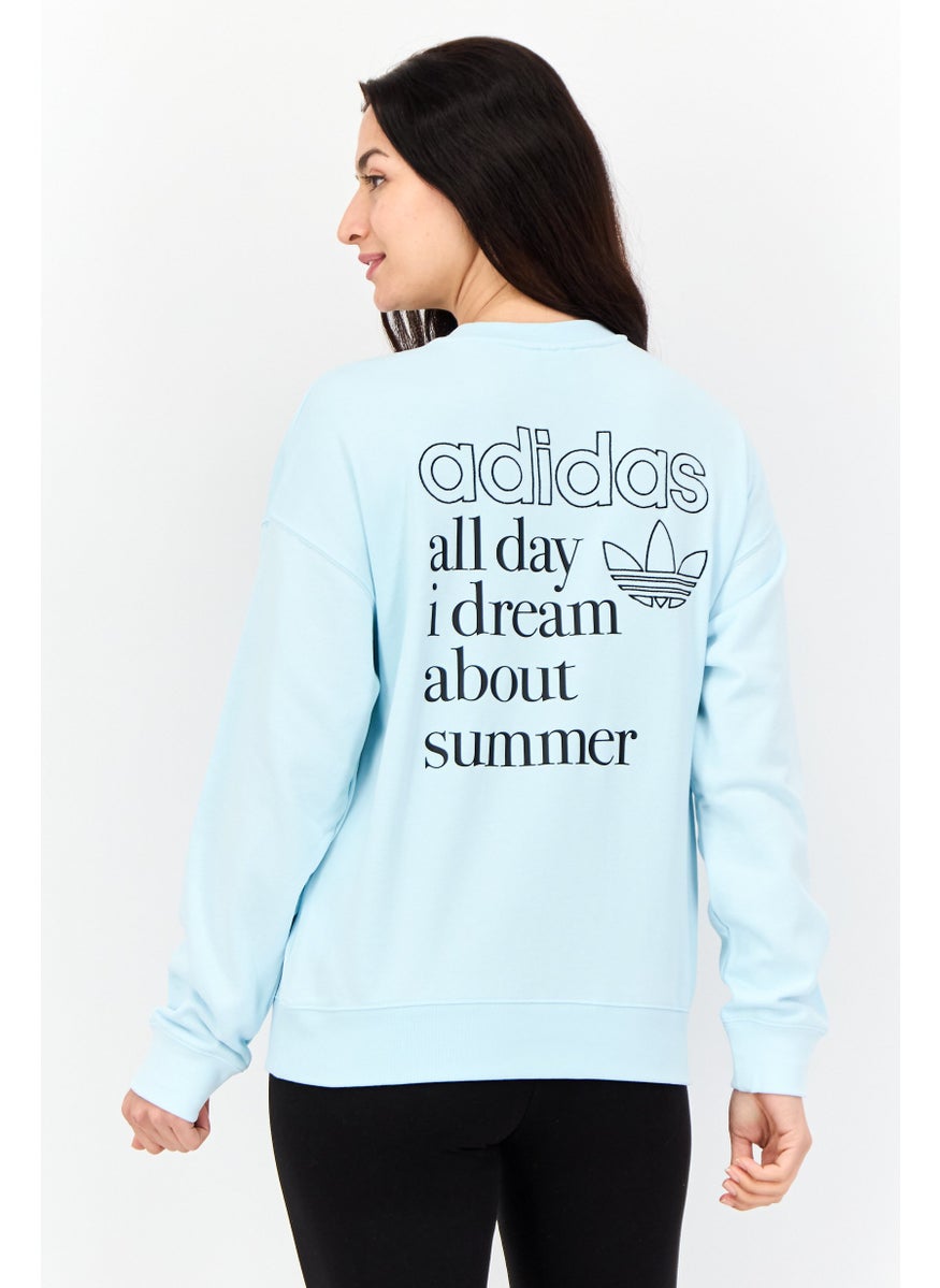 Women Sportswear Fit Long Sleeves Outdoor Sweatshirt, Sky Blue