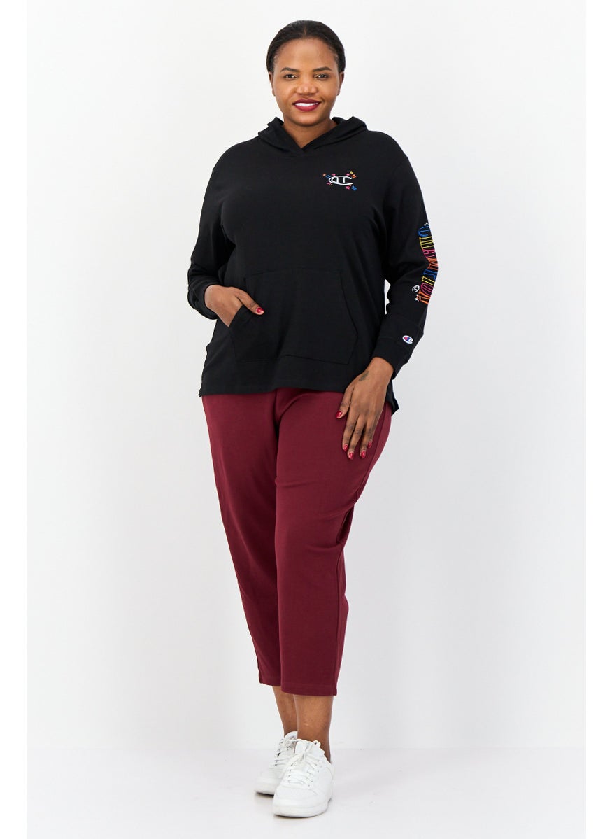Women Plus Size Long Sleeve Outdoor Hoodie, Black