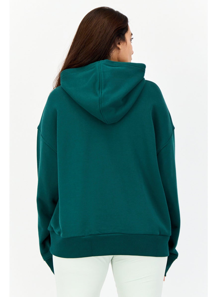 Women Sportswear Fit Long Sleeves Outdoor Hoodie, Green