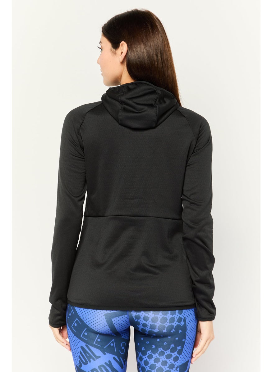 Women Sportswear Fit Long Sleeves Outdoors Sweatshirt, Black