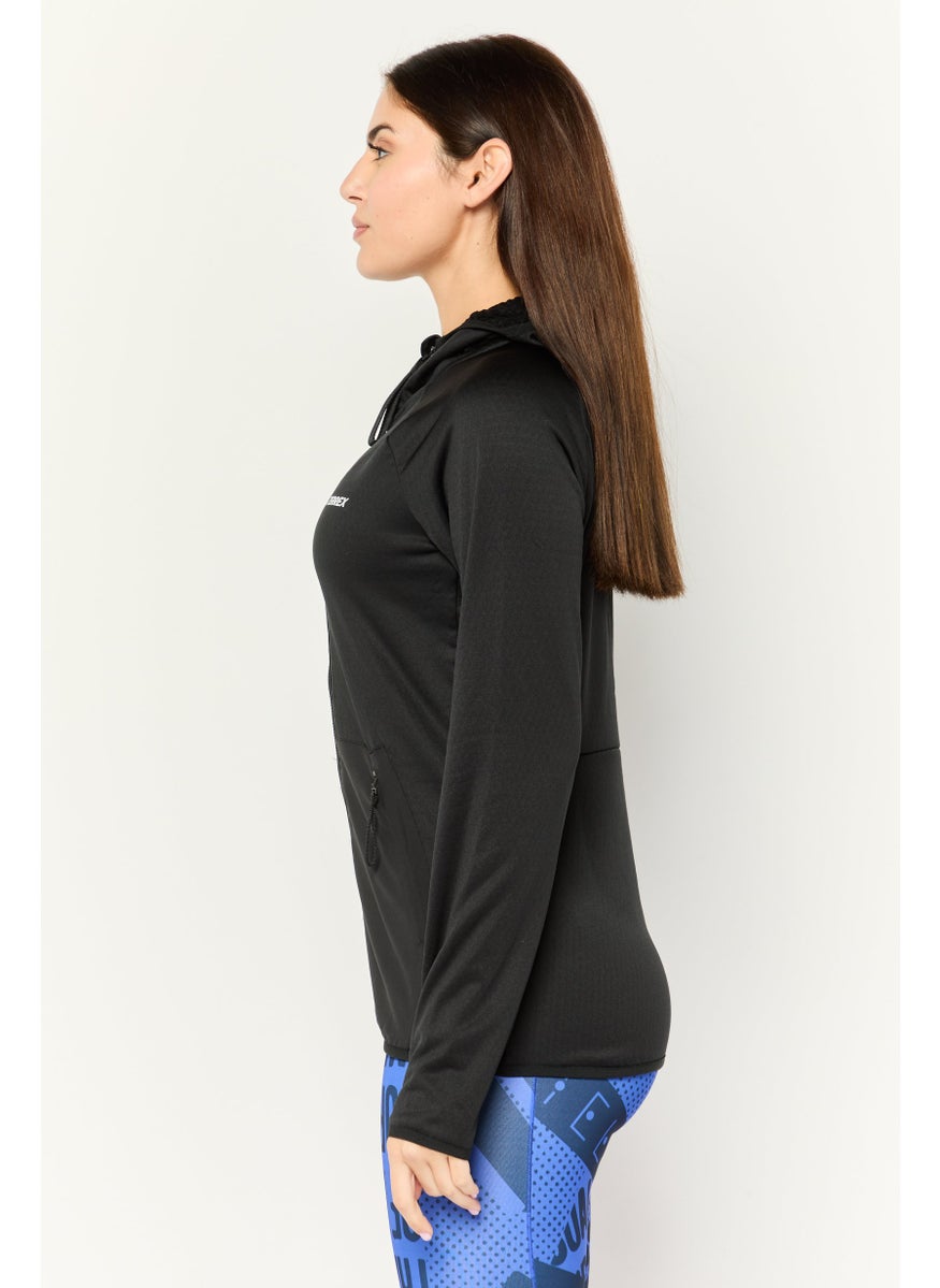 Women Sportswear Fit Long Sleeves Outdoors Sweatshirt, Black