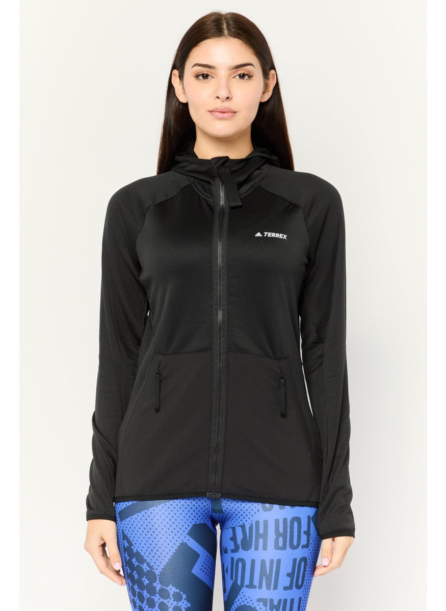 Women Sportswear Fit Long Sleeves Outdoors Sweatshirt, Black