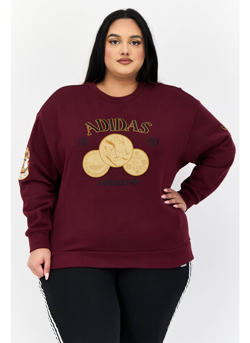 Adidas Originals x Moomin Women Sportswear Fit Long Sleeve Outdoor Sweatshirt, Maroon